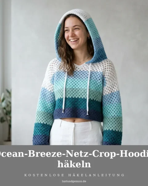 Ocean-Breeze-Netz-Crop-Hoodie häkeln