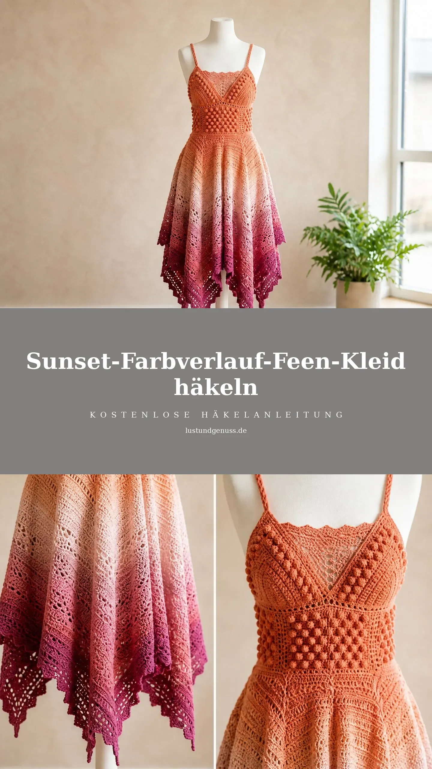 Sunset-Farbverlauf-Feen-Kleid häkeln