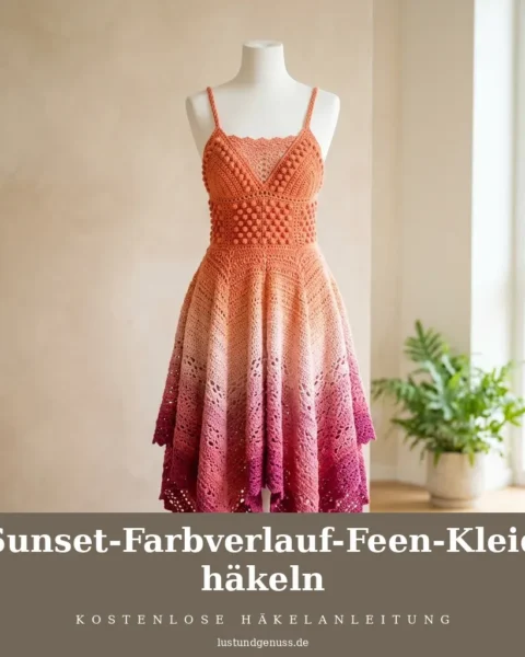 Sunset-Farbverlauf-Feen-Kleid häkeln
