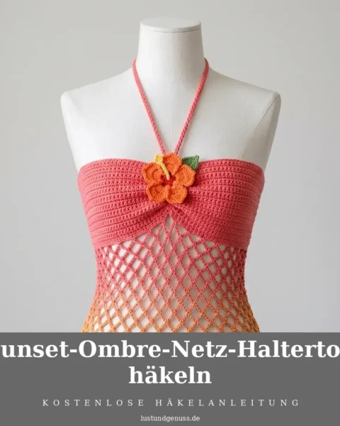 Sunset-Ombre-Netz-Haltertop häkeln