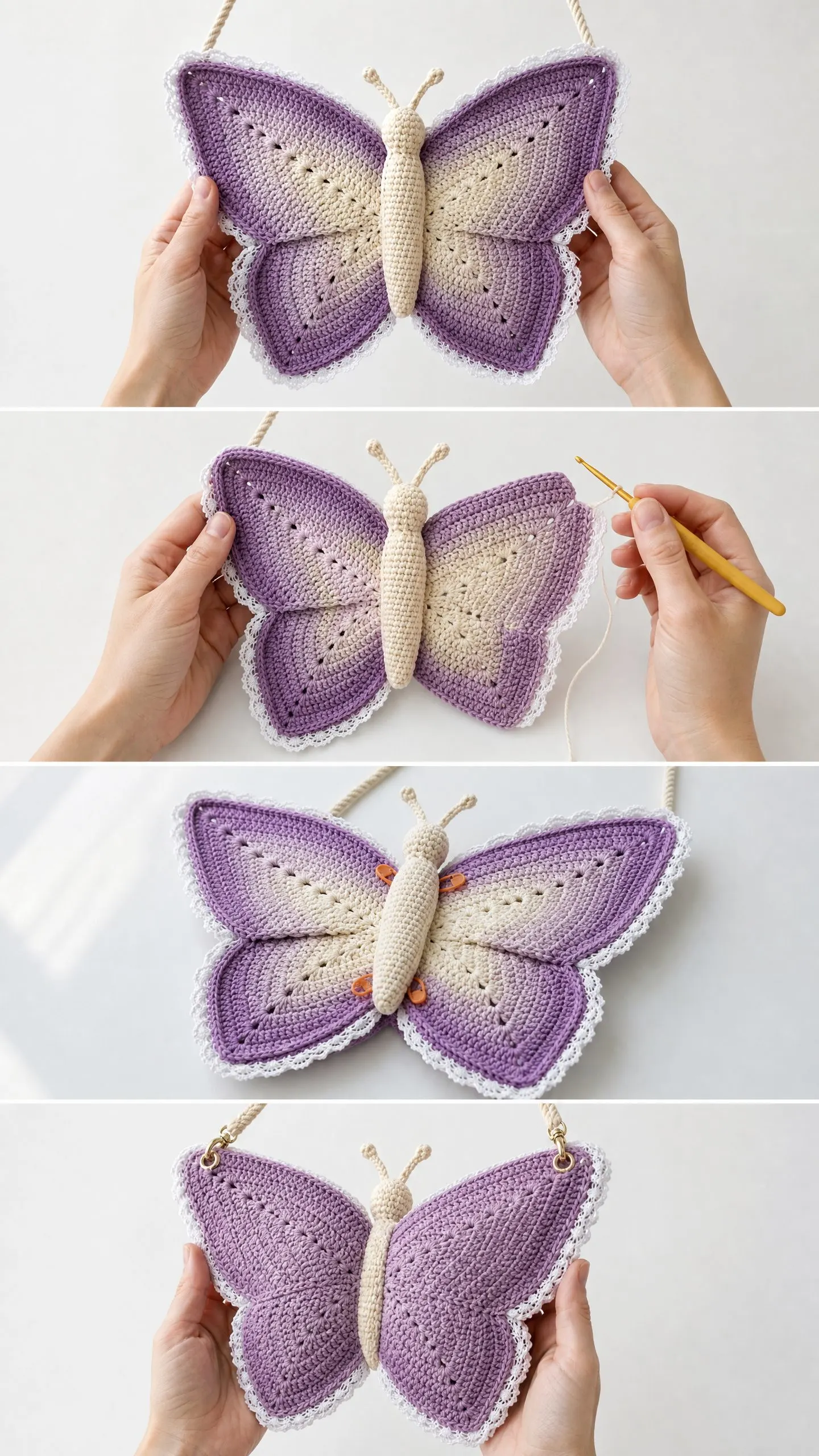 Schmetterlings-Handtasche in Lavendel häkeln