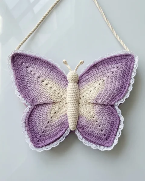 Schmetterlings-Handtasche in Lavendel häkeln