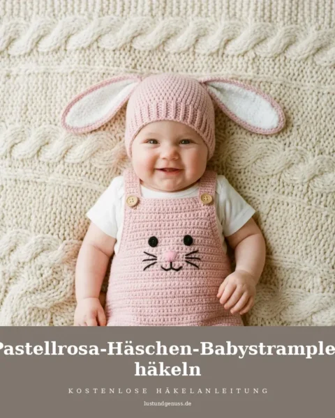 Pastellrosa-Häschen-Babystrampler häkeln