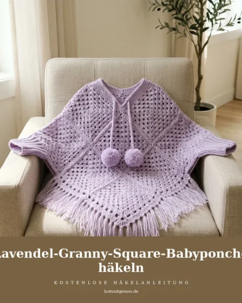 Lavendel-Granny-Square-Babyponcho häkeln