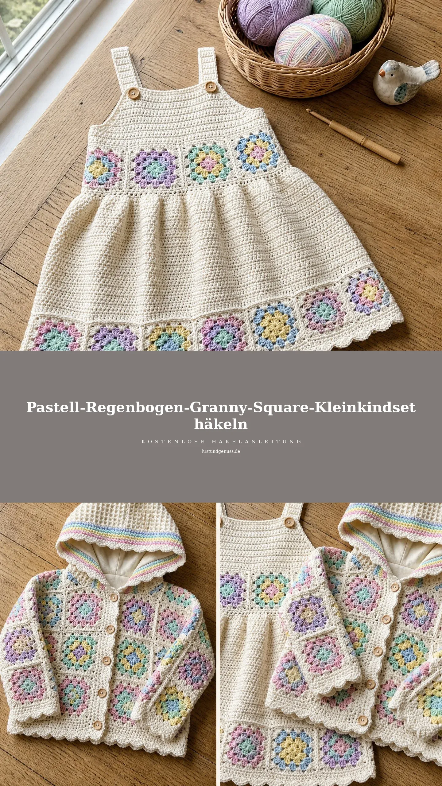 Pastell-Regenbogen-Granny-Square-Kleinkindset häkeln