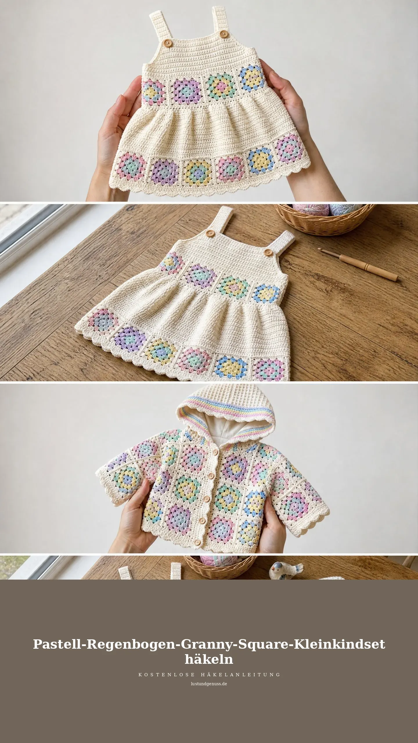 Pastell-Regenbogen-Granny-Square-Kleinkindset häkeln