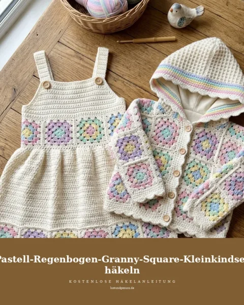 Pastell-Regenbogen-Granny-Square-Kleinkindset häkeln