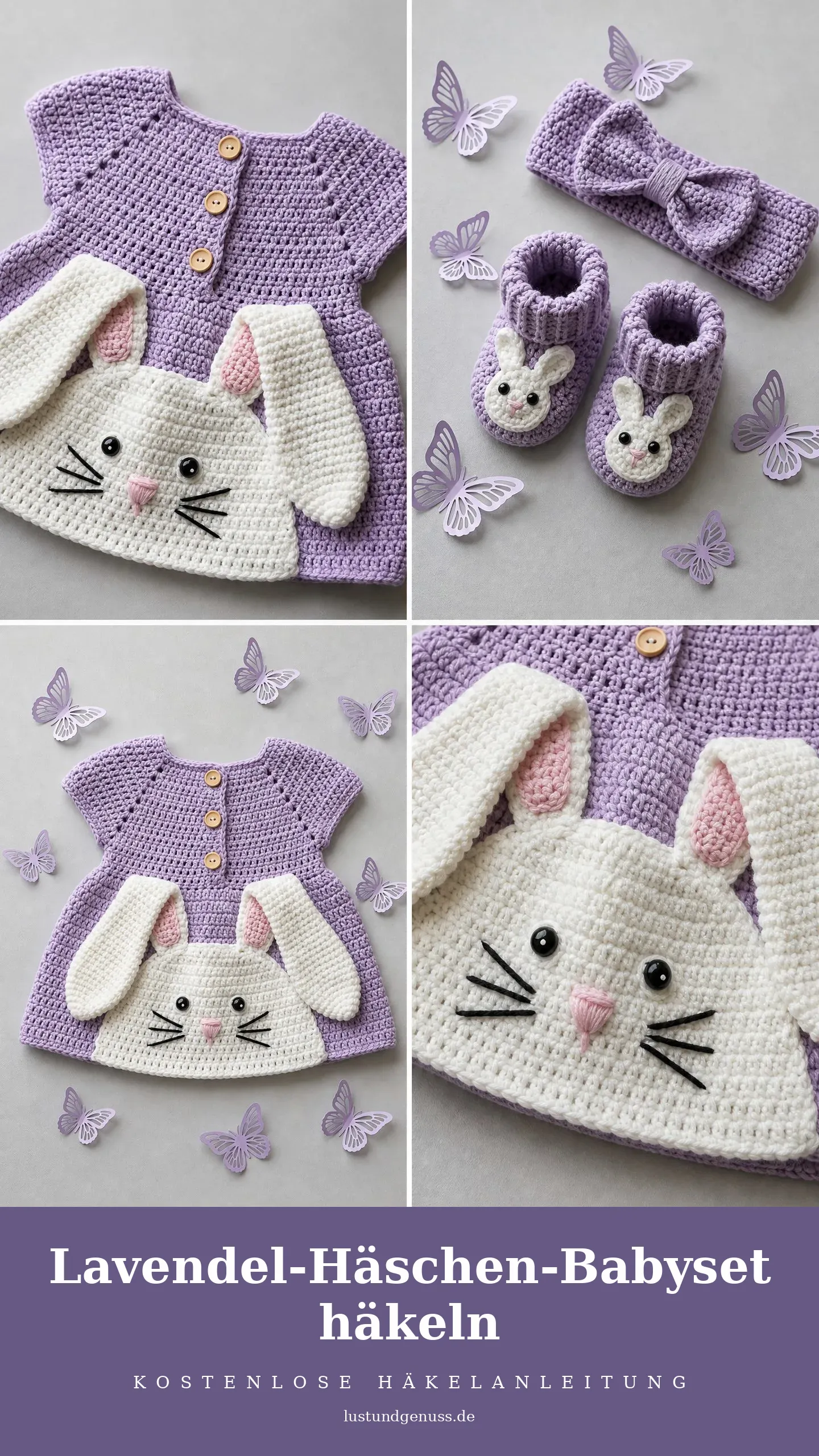 Lavendel-Häschen-Babyset häkeln