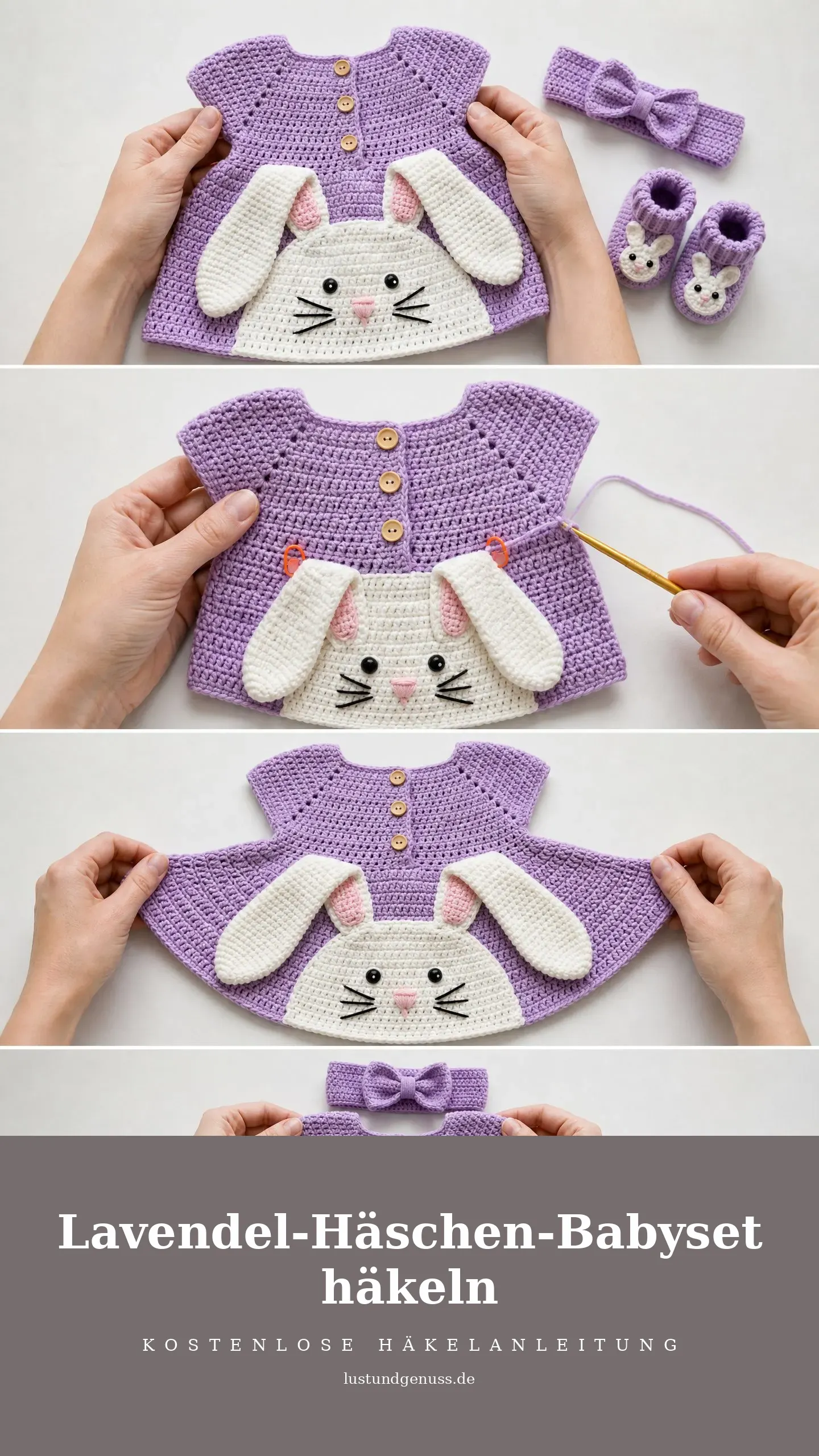Lavendel-Häschen-Babyset häkeln