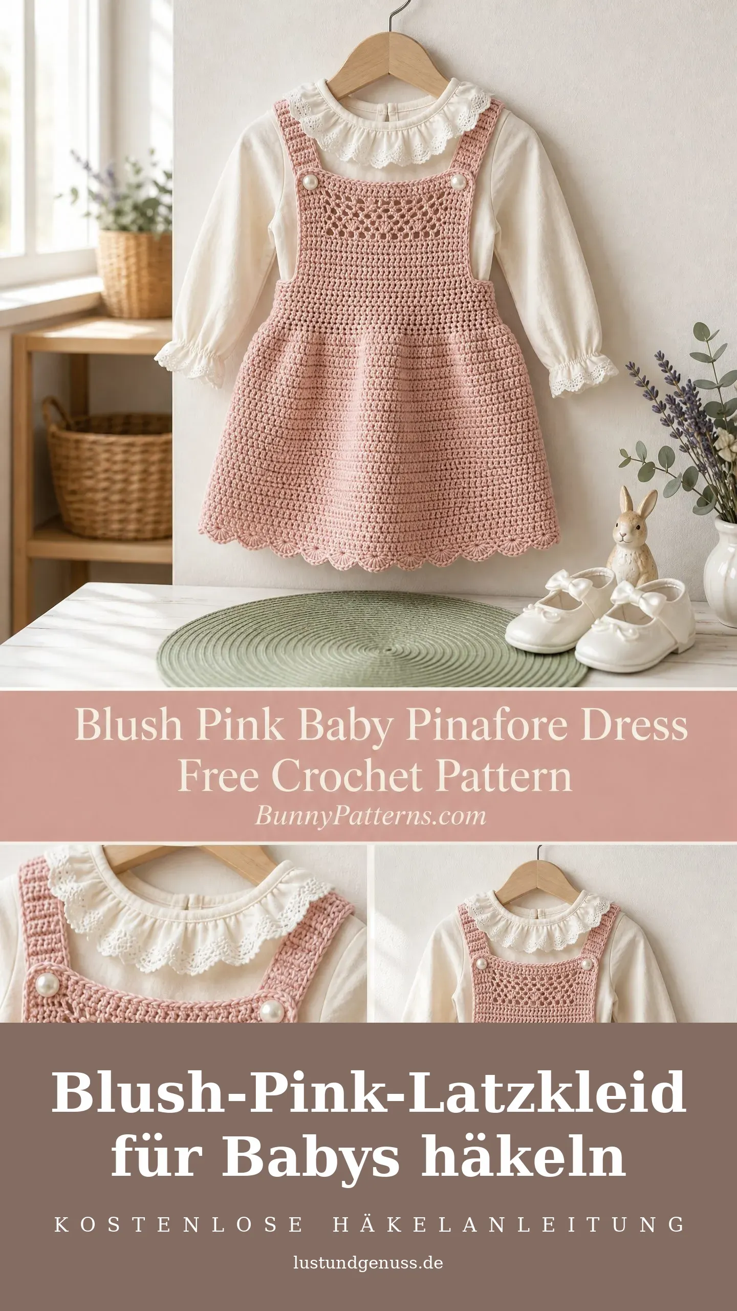 Blush-Pink-Latzkleid für Babys häkeln