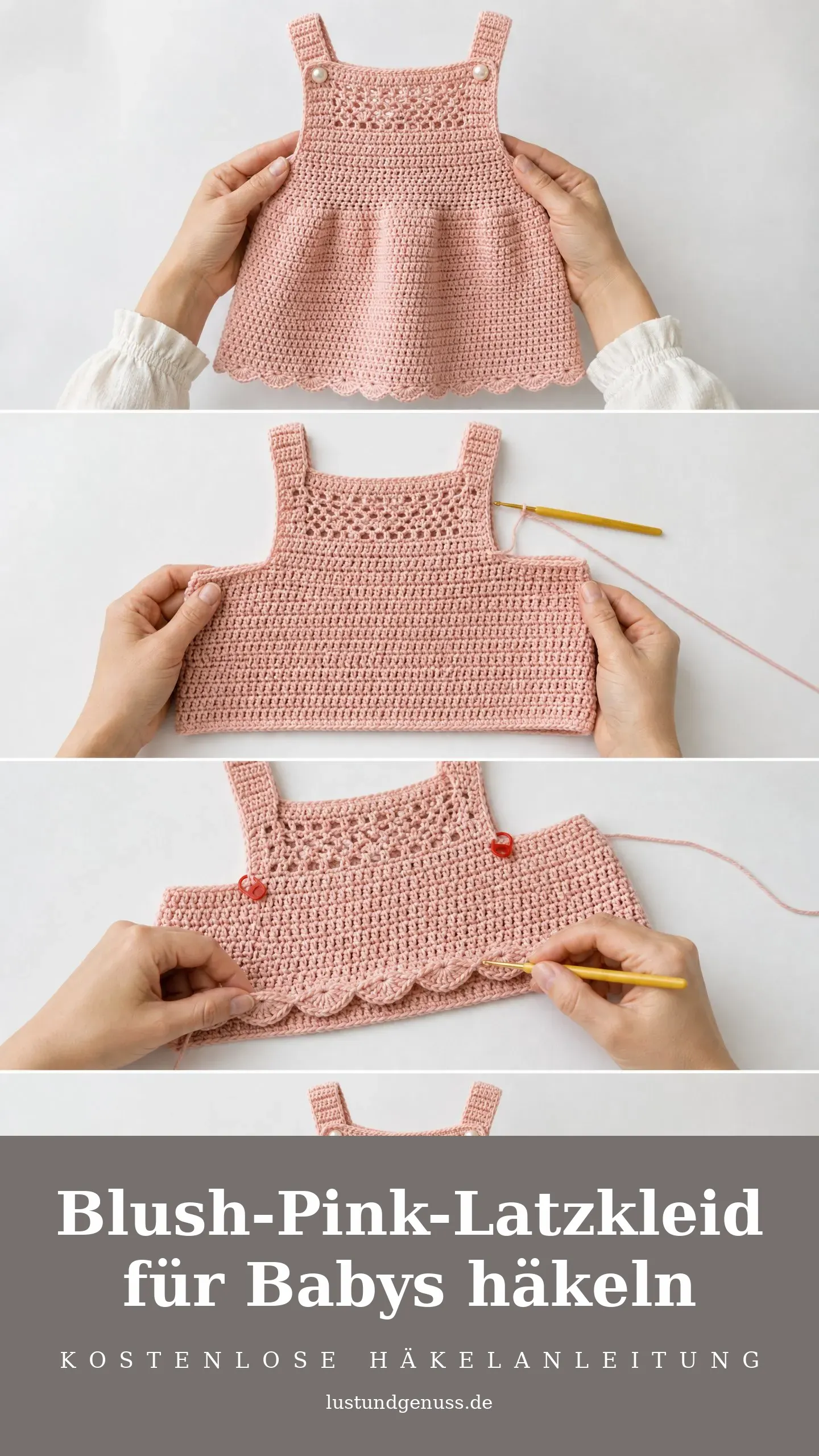 Blush-Pink-Latzkleid für Babys häkeln