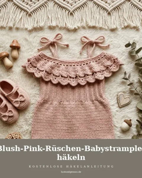 Blush-Pink-Rüschen-Babystrampler häkeln
