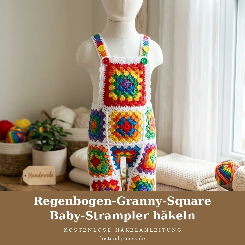 Regenbogen-Granny-Square Baby-Strampler häkeln