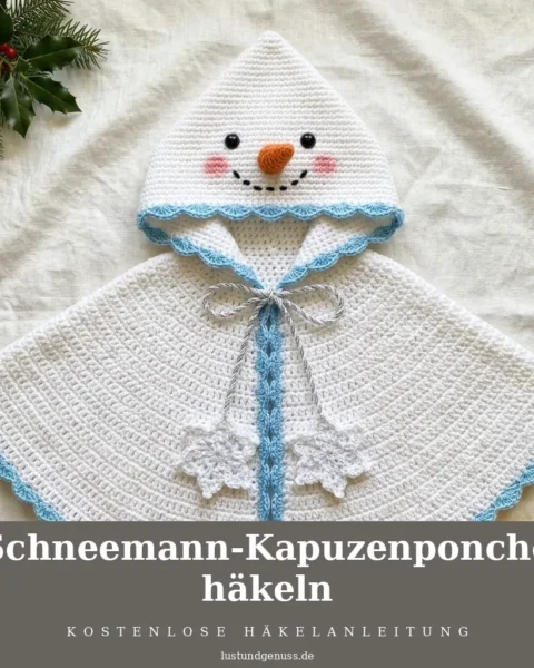 Schneemann-Kapuzenponcho häkeln