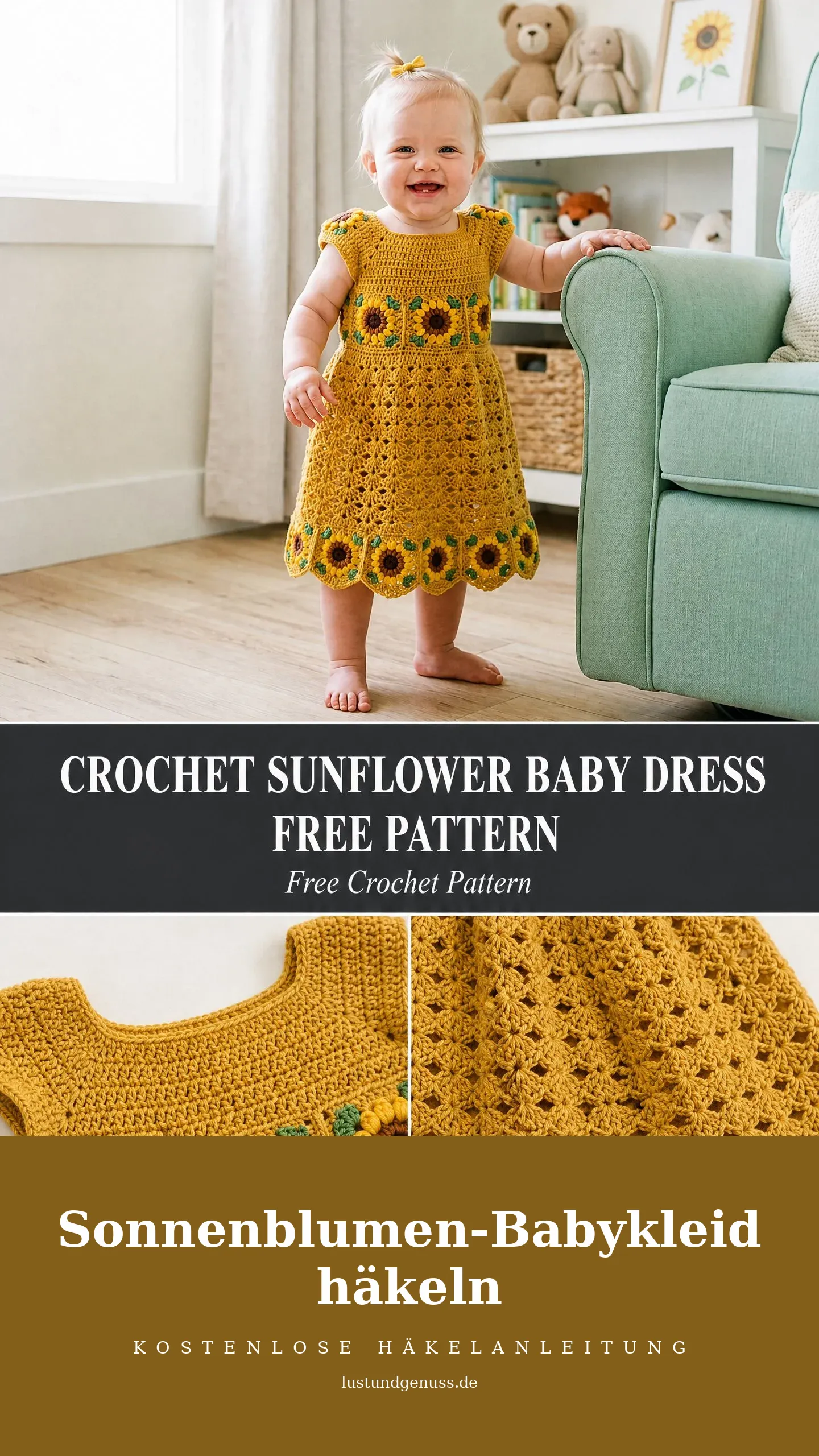 Sonnenblumen-Babykleid häkeln