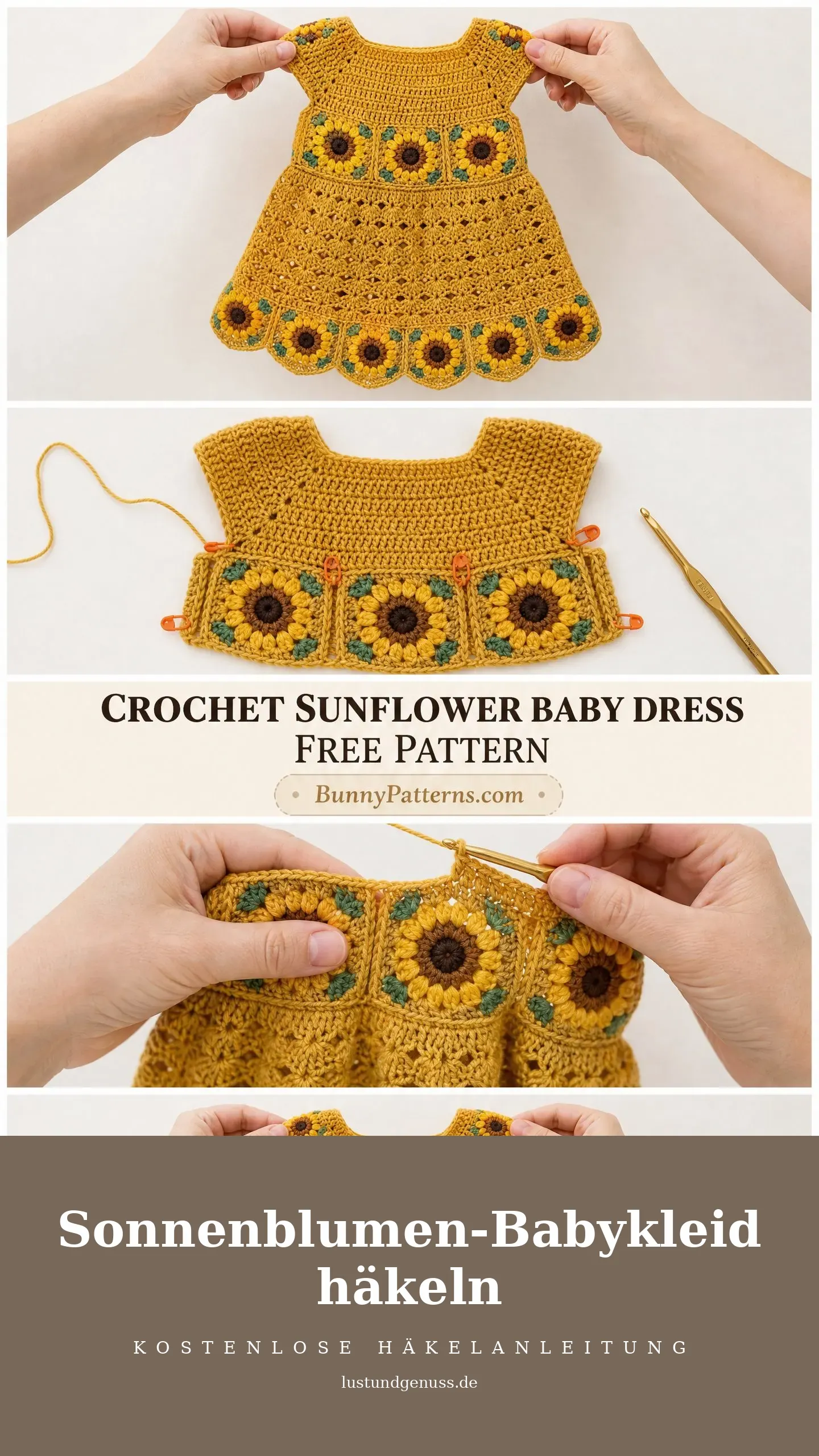Sonnenblumen-Babykleid häkeln