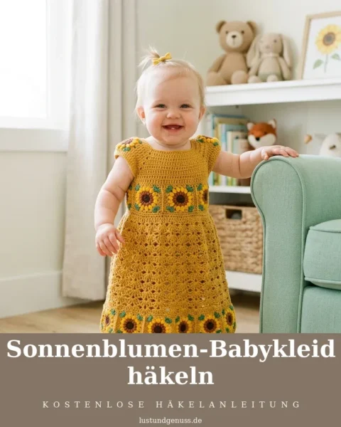 Sonnenblumen-Babykleid häkeln