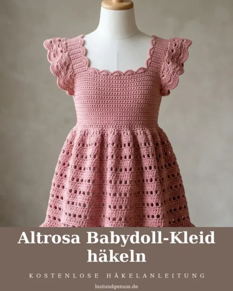 Altrosa Babydoll-Kleid häkeln