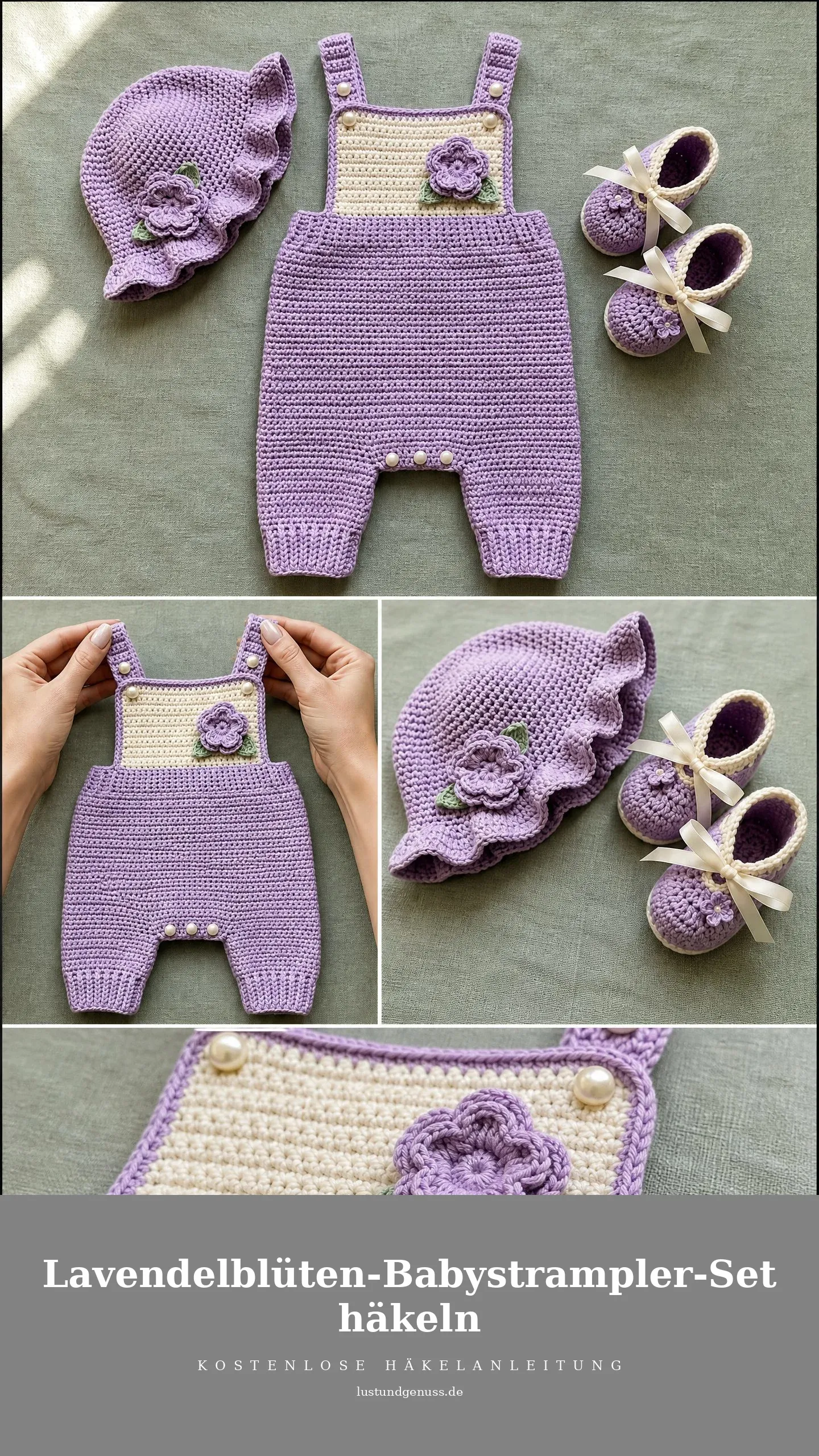 Lavendelblüten-Babystrampler-Set häkeln