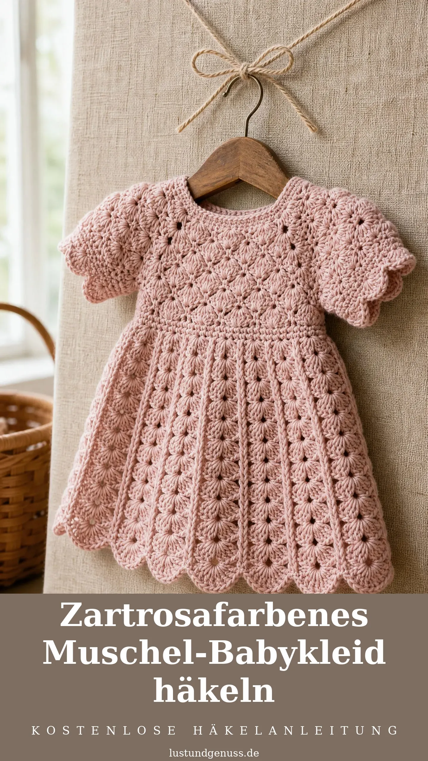 Zartrosafarbenes Muschel-Babykleid häkeln