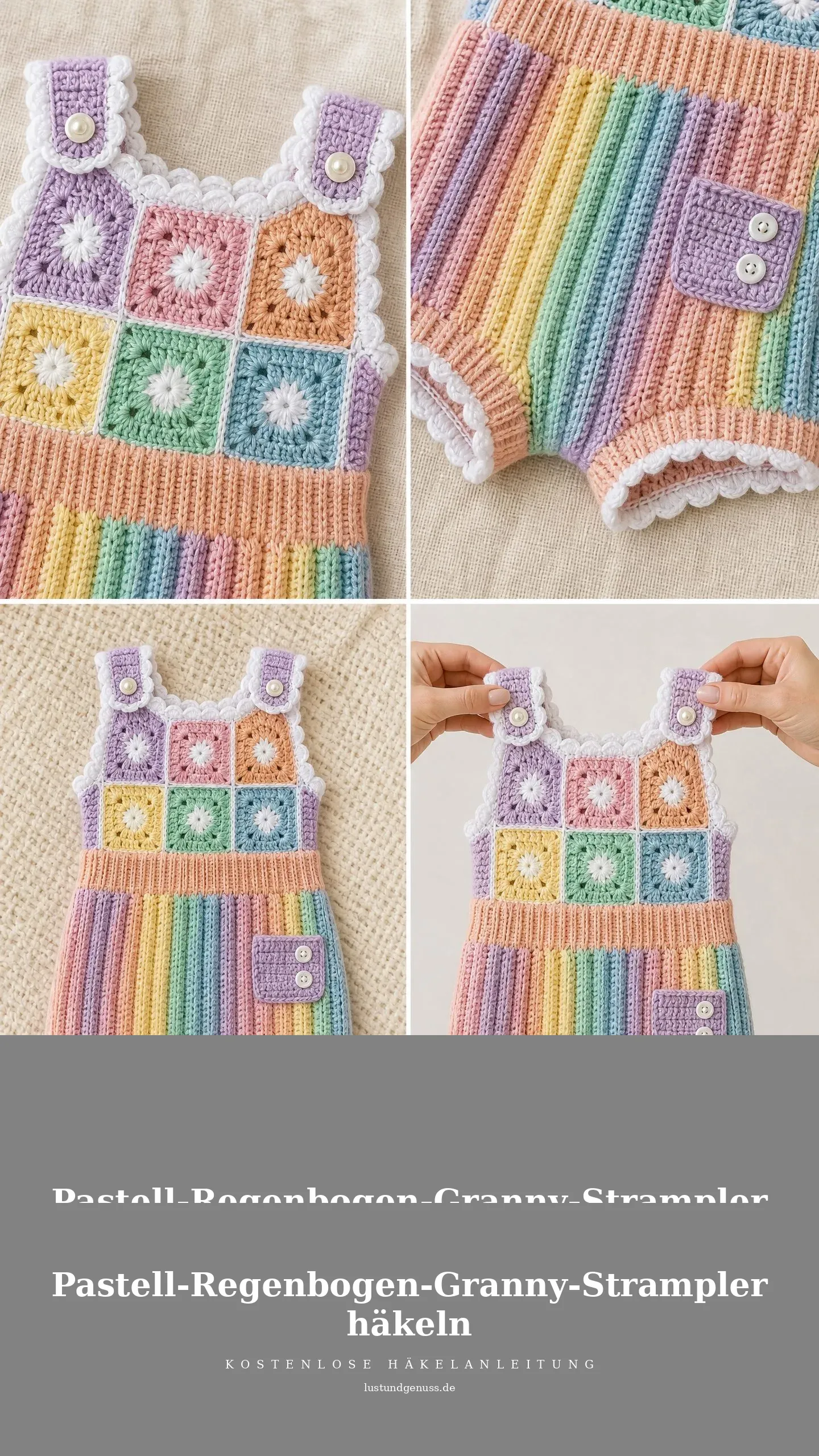 Pastell-Regenbogen-Granny-Strampler häkeln