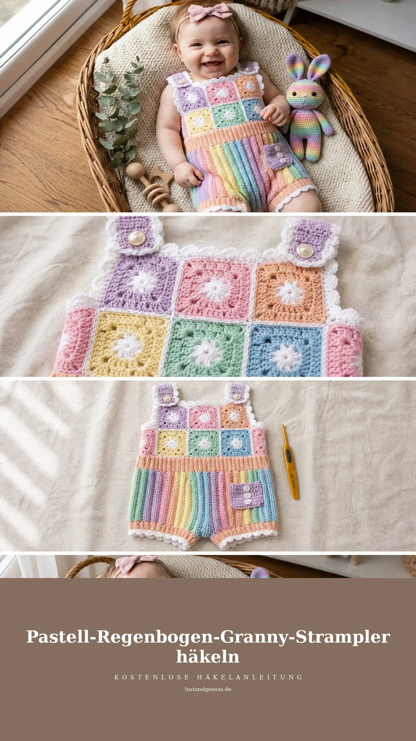 Pastell-Regenbogen-Granny-Strampler häkeln