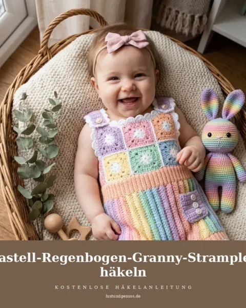 Pastell-Regenbogen-Granny-Strampler häkeln