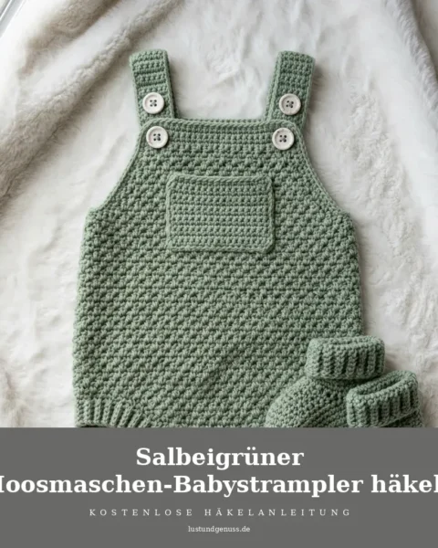 Salbeigrüner Moosmaschen-Babystrampler häkeln