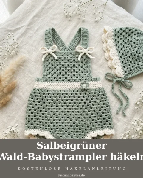 Salbeigrüner Wald-Babystrampler häkeln