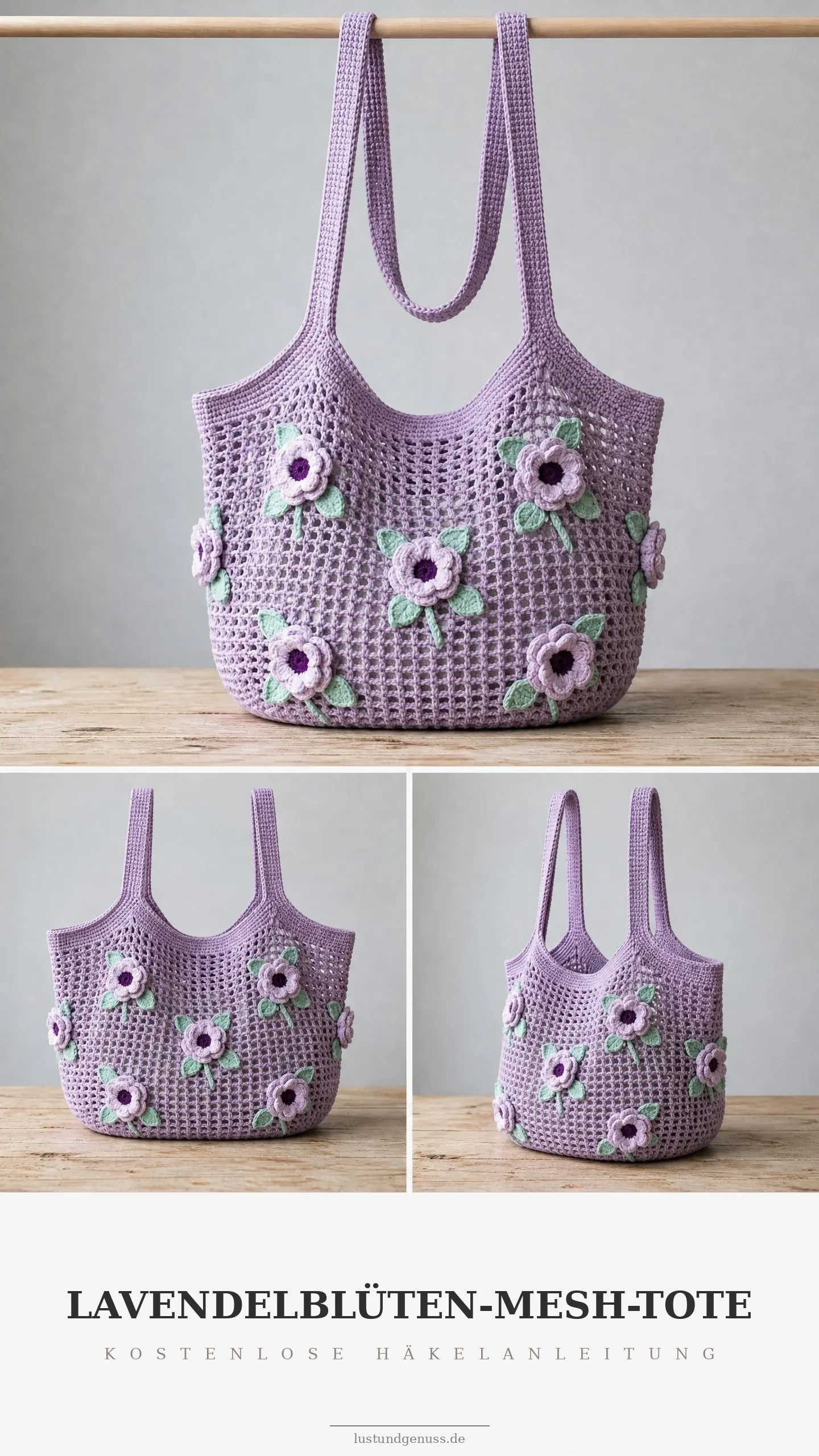 Lavendelblüten-Mesh-Tote häkeln