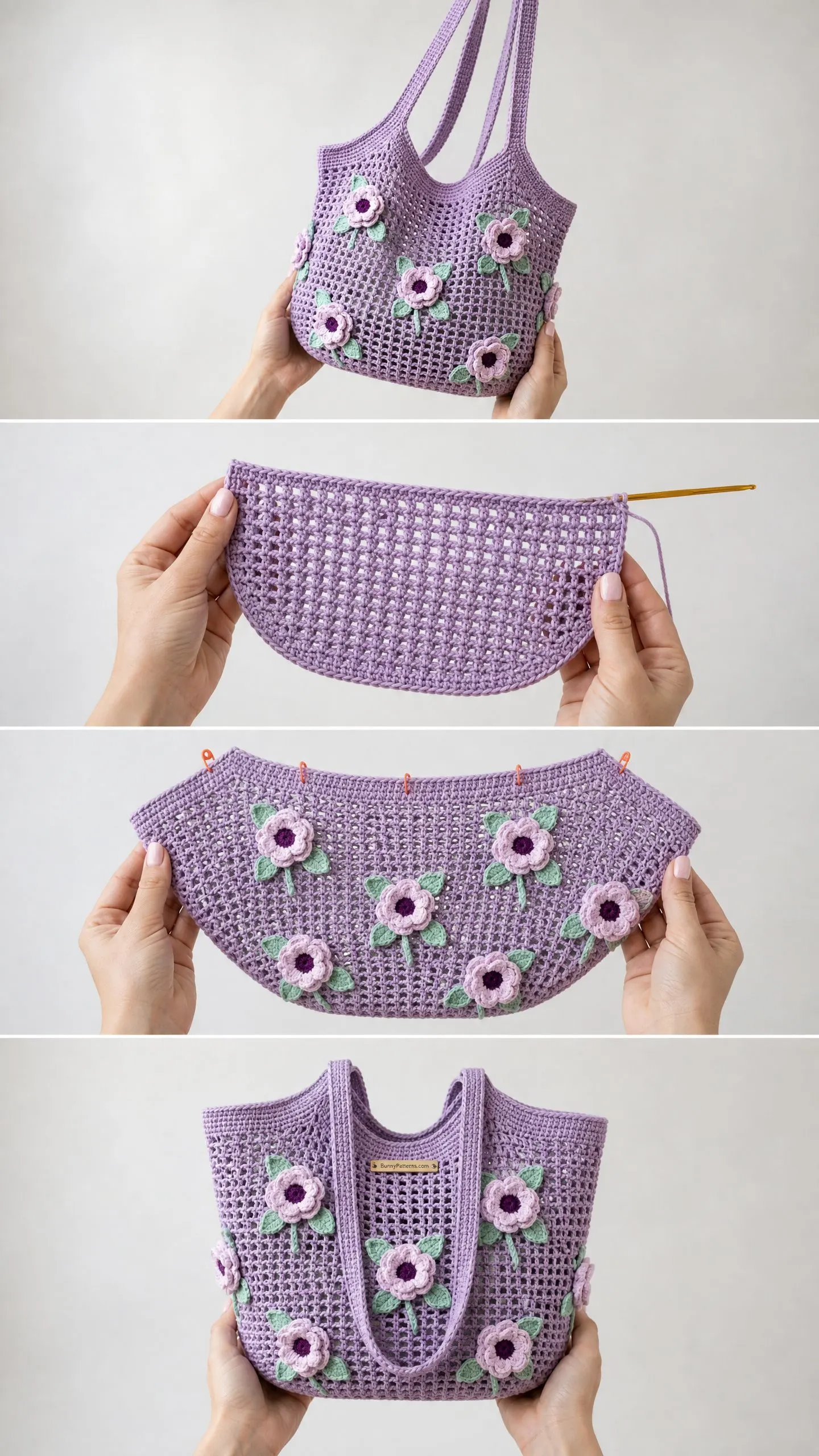 Lavendelblüten-Mesh-Tote häkeln