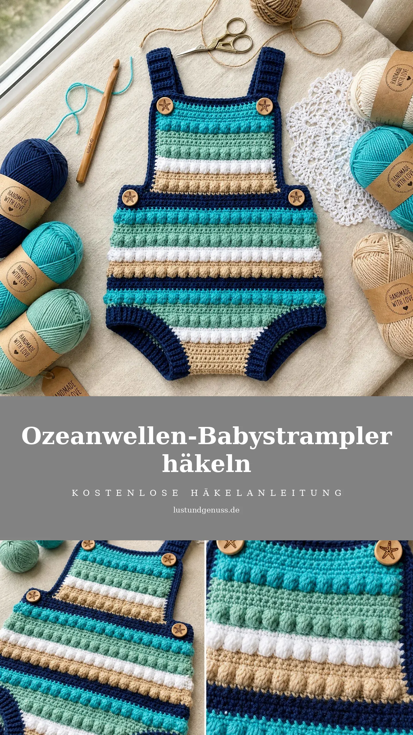 Ozeanwellen-Babystrampler häkeln