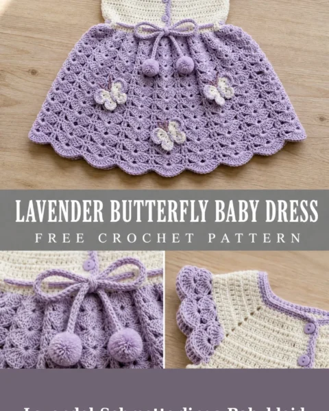 Lavendel-Schmetterlings-Babykleid häkeln