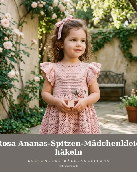 Rosa Ananas-Spitzen-Mädchenkleid häkeln