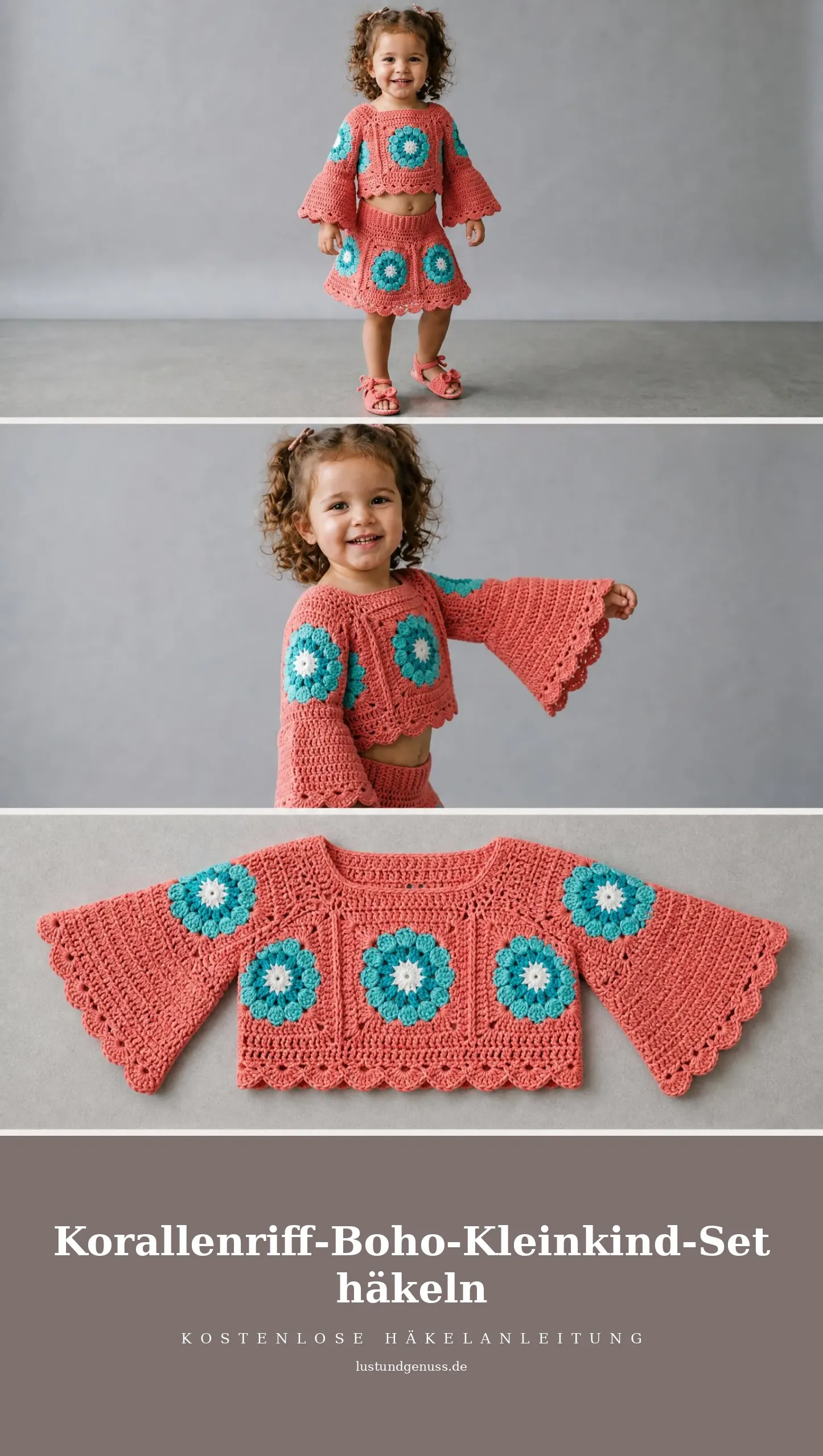 Korallenriff-Boho-Kleinkind-Set häkeln