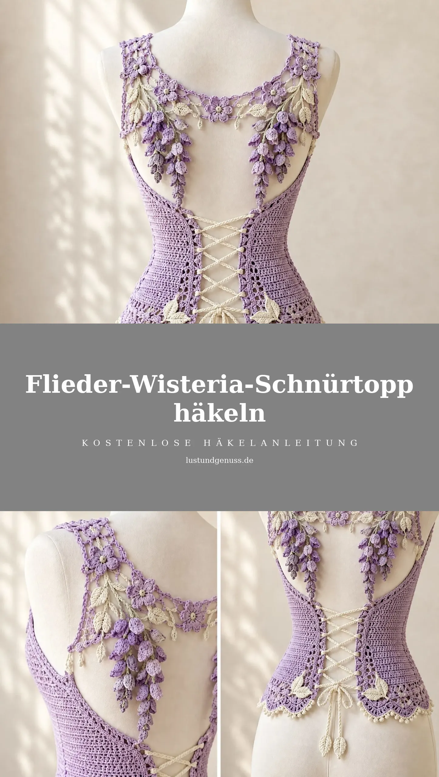 Flieder-Wisteria-Schnürtopp häkeln
