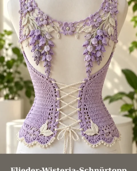 Flieder-Wisteria-Schnürtopp häkeln