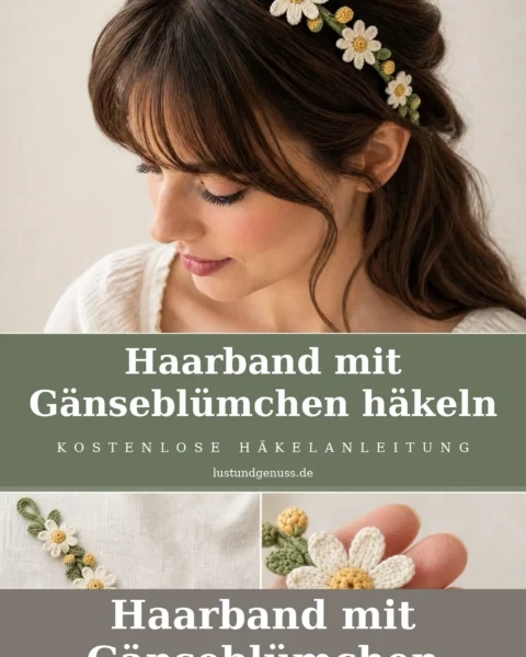 Haarband mit Gänseblümchen häkeln