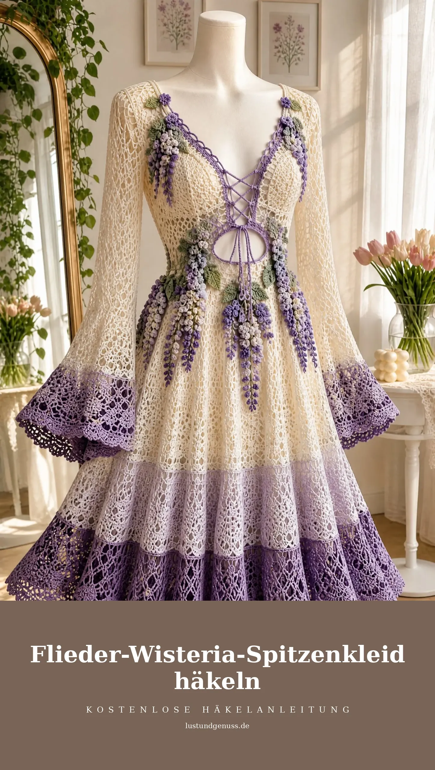Flieder-Wisteria-Spitzenkleid häkeln