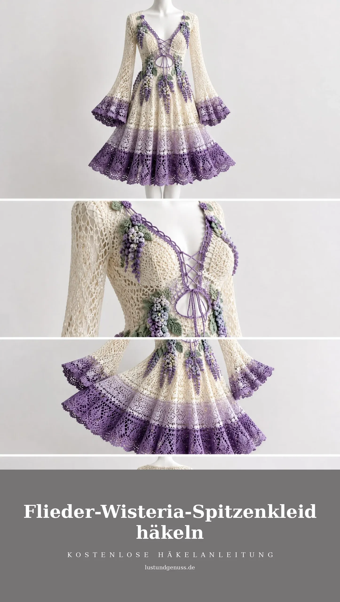 Flieder-Wisteria-Spitzenkleid häkeln