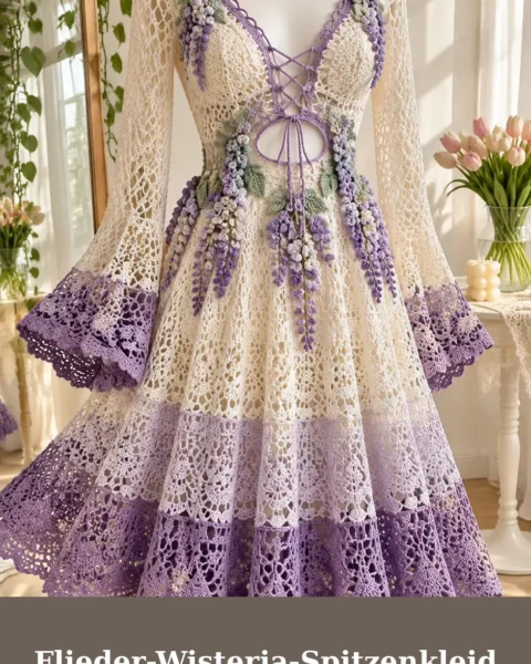 Flieder-Wisteria-Spitzenkleid häkeln