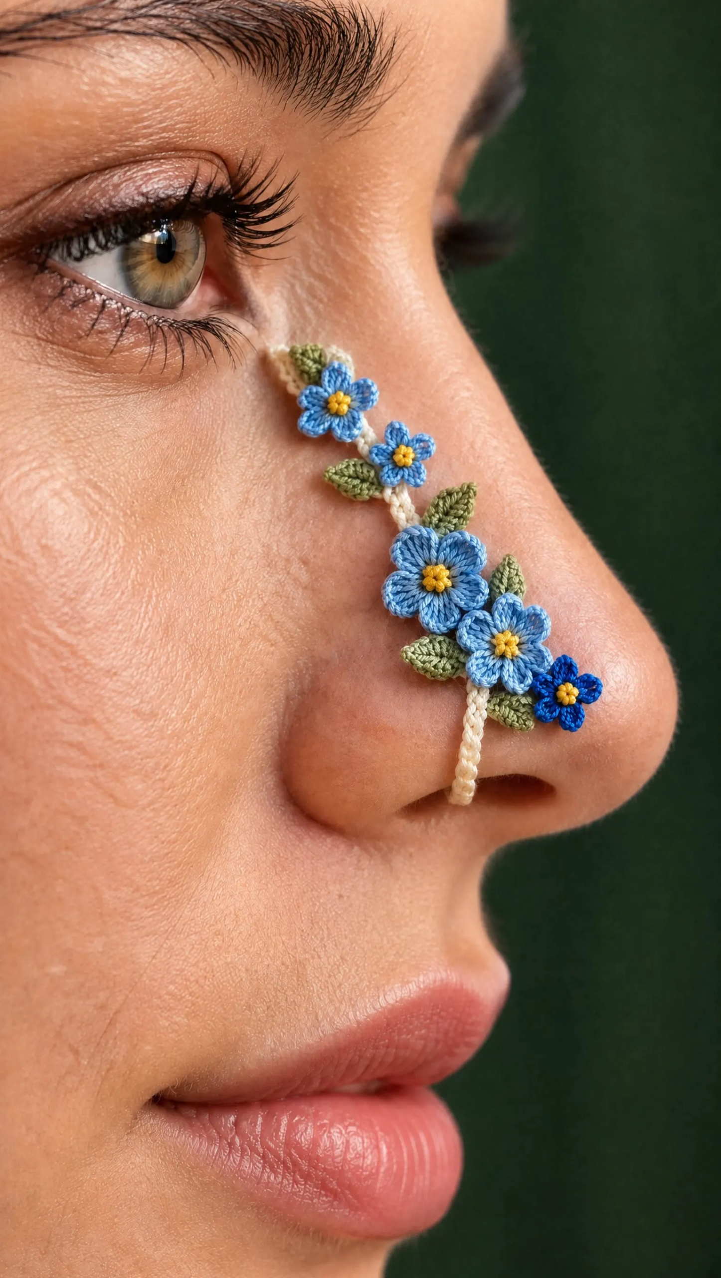 Blauer Vergissmeinnicht-Nasenschmuck häkeln