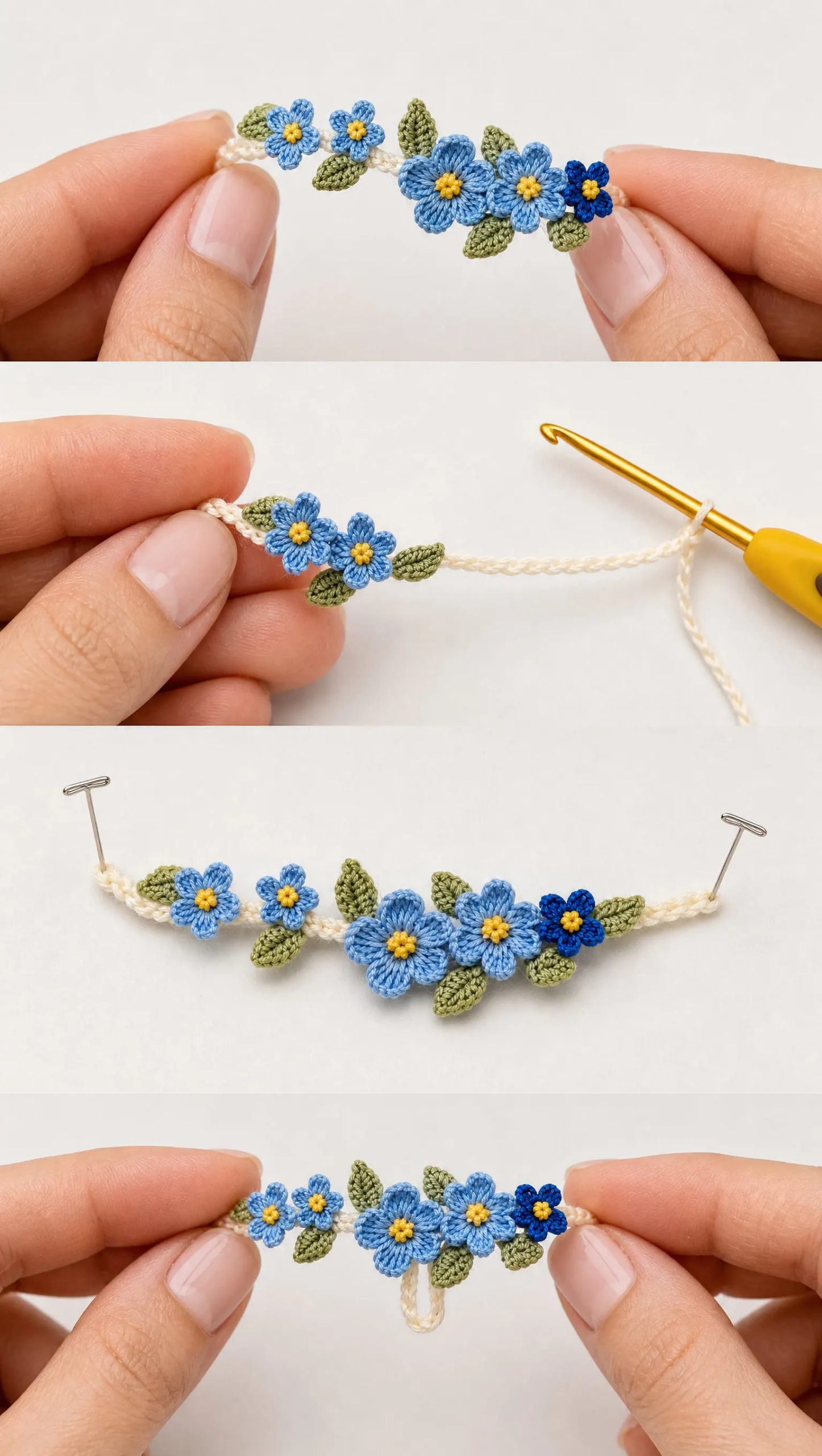Blauer Vergissmeinnicht-Nasenschmuck häkeln