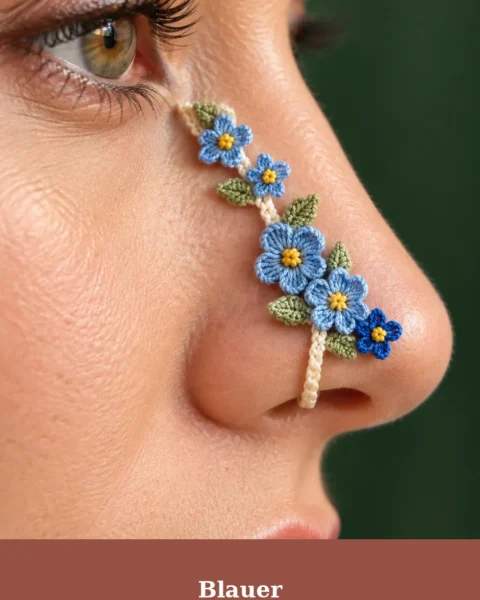 Blauer Vergissmeinnicht-Nasenschmuck häkeln