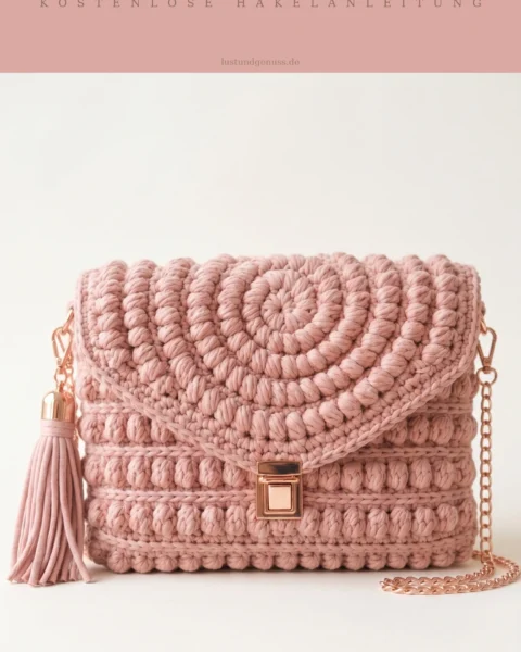 Spiral-Clutch in Blush-Rosa häkeln