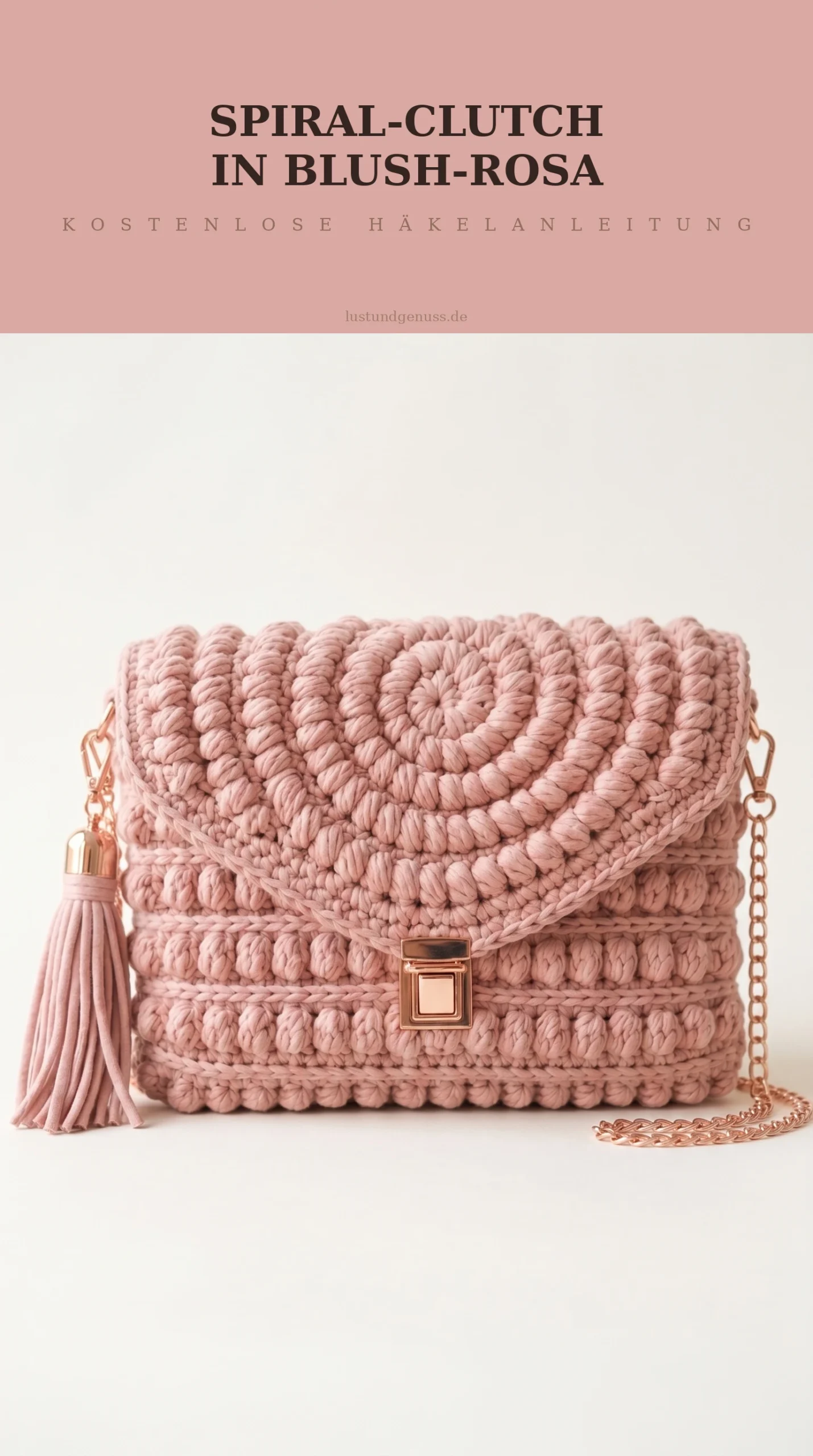 Spiral-Clutch in Blush-Rosa häkeln
