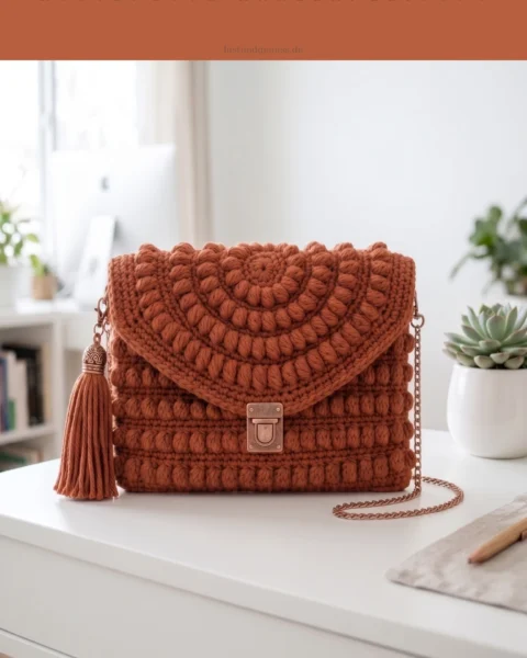 Terrakotta-Clutch mit Noppenmuster häkeln