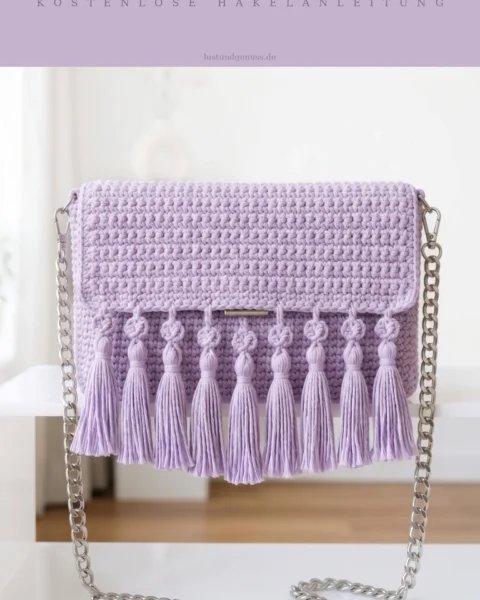 Lavendel-Clutch mit Quasten häkeln