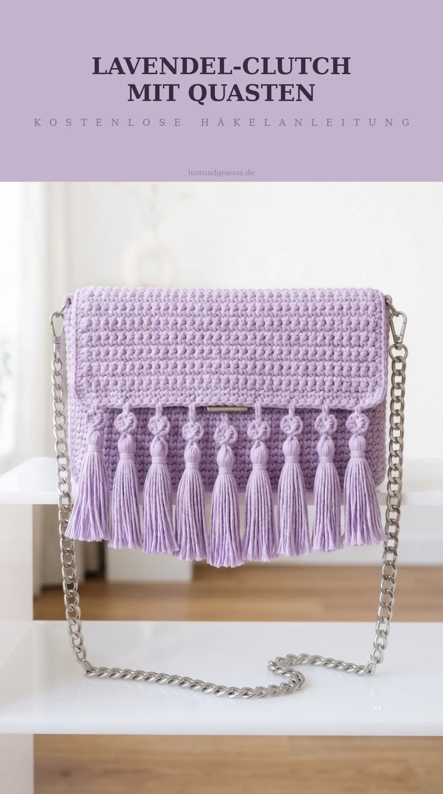 Lavendel-Clutch mit Quasten häkeln