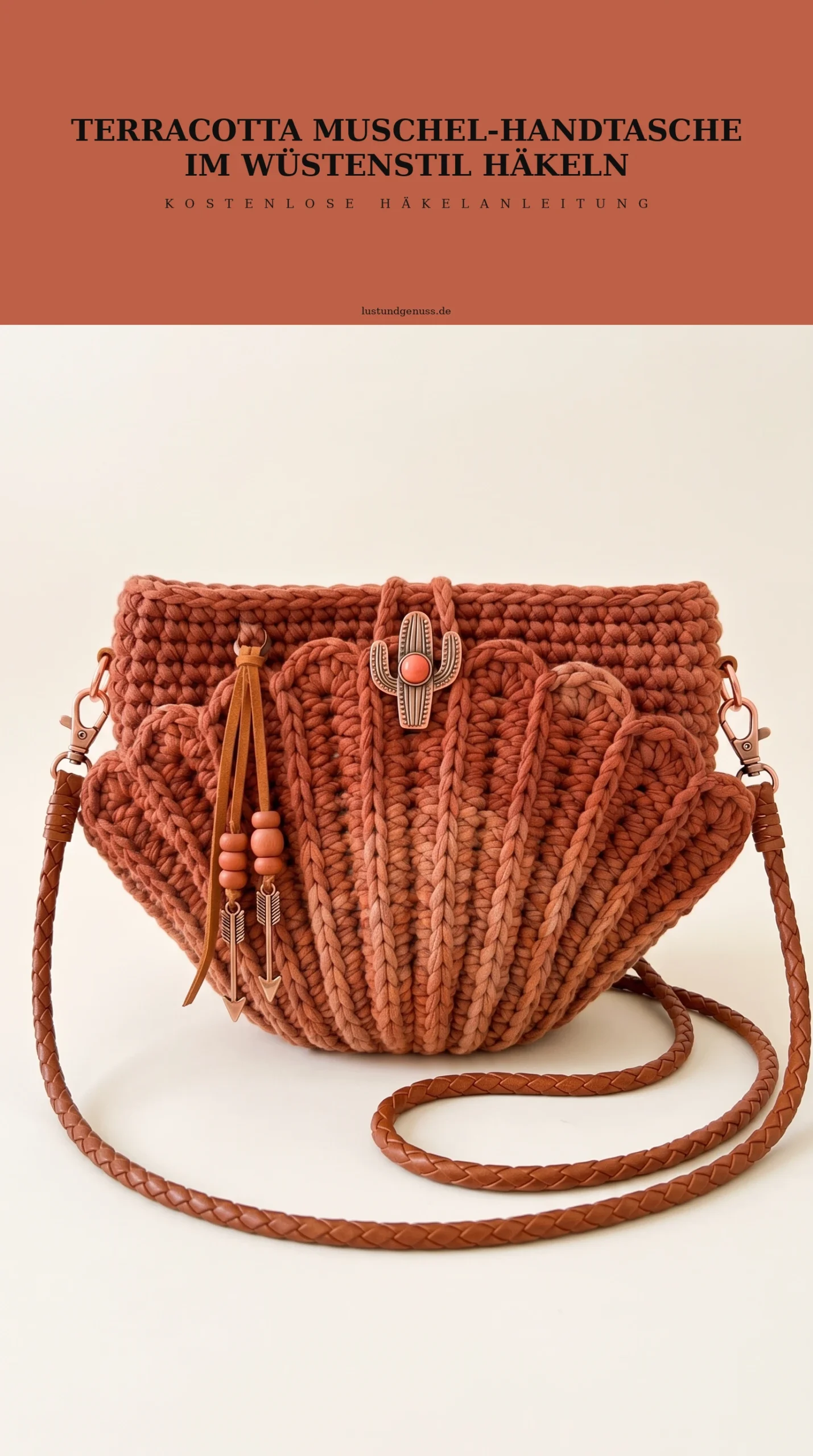 Terracotta Muschel-Handtasche im Wüstenstil häkeln